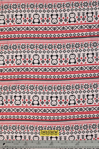 Penguin Stripe Flannelette White / Red