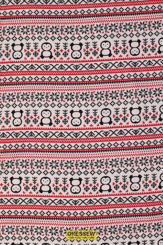 Penguin Stripe Flannelette White / Red