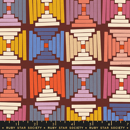 Persimmon Canvas Courthouse Steps By Rashida Coleman-Hale Of Ruby Star Society For Moda Cranberry / Multi