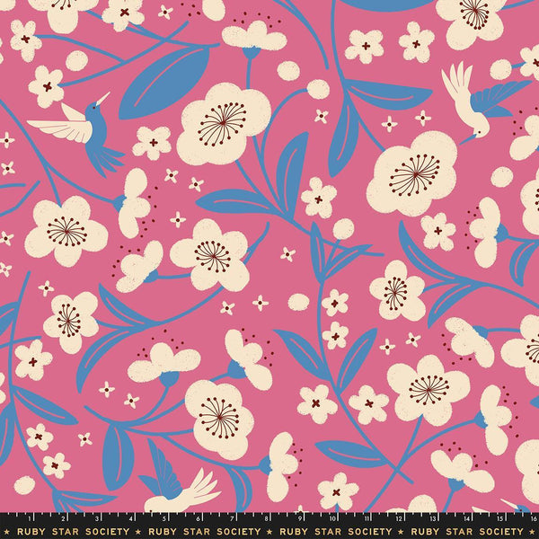 Persimmon Wideback Sateen Hibiscus By Rashida Coleman-Hale For Moda Pink