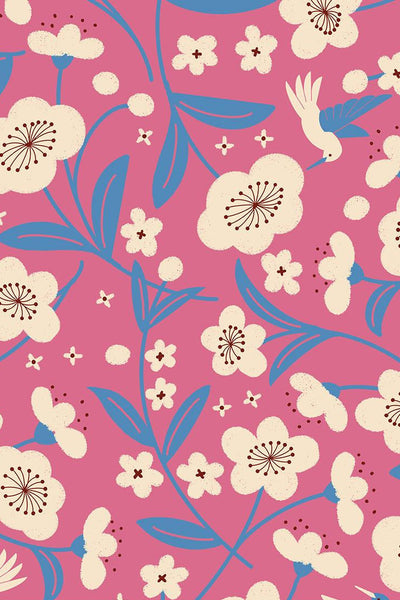 Persimmon Wideback Sateen Hibiscus By Rashida Coleman-Hale For Moda Pink
