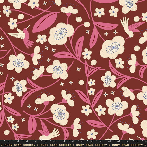 Persimmon Wideback Sateen Hibiscus By Rashida Coleman-Hale Of Ruby Star Society For Moda Cranberry