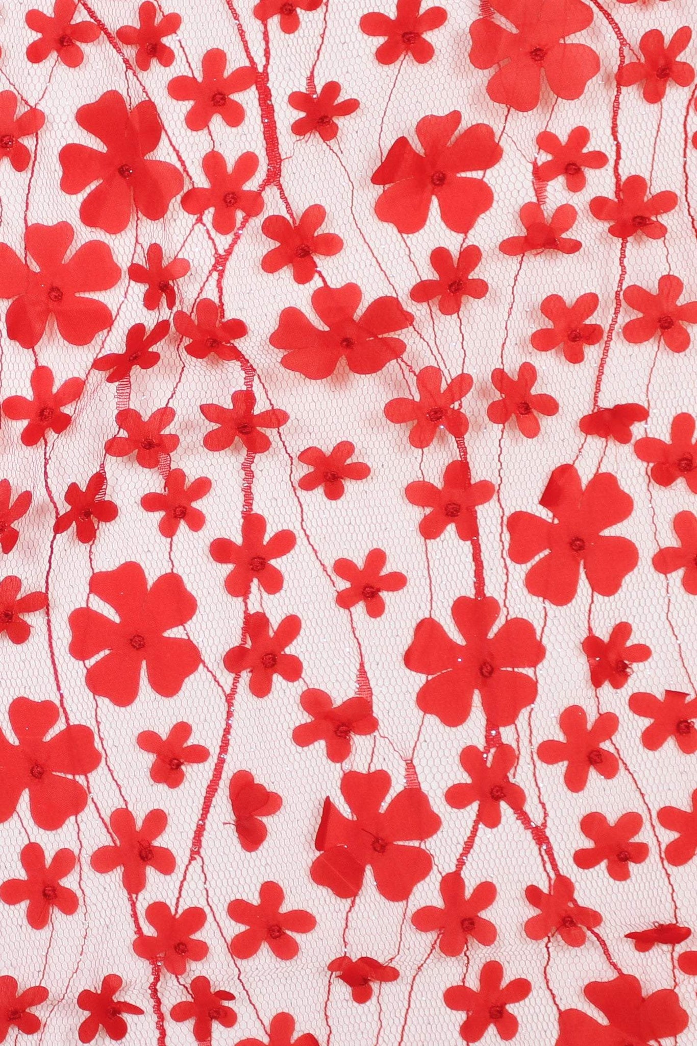 Petal Embroidered Mesh Red
