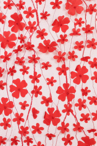Petal Embroidered Mesh Red