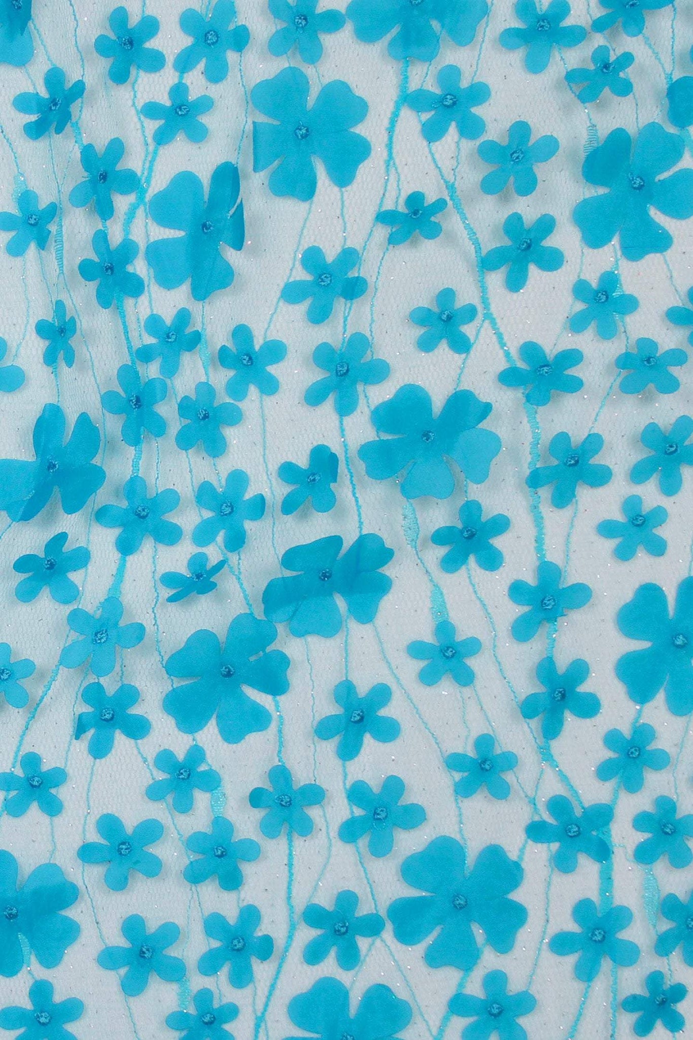 Petal Embroidered Mesh Turquoise