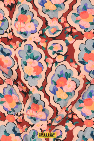 Picasso Floral Motif Poplin Rust / Peach