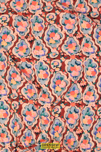 Picasso Floral Motif Poplin Rust / Peach