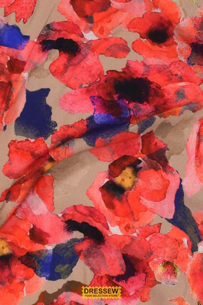Picasso Poppy Poplin Beige / Red