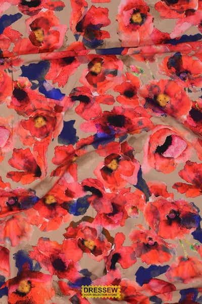 Picasso Poppy Poplin Beige / Red