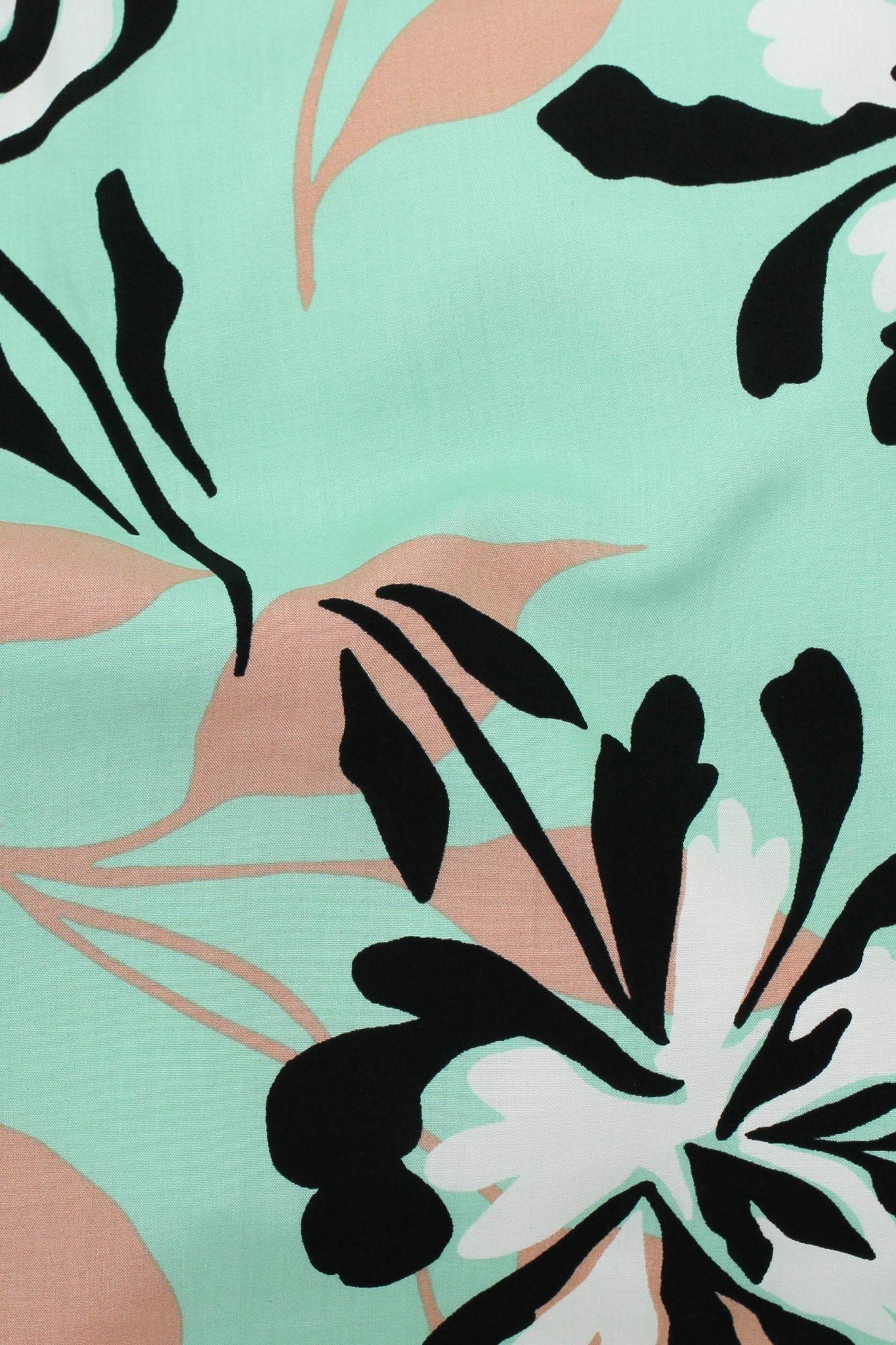 Picasso Tropical Floral Poplin Mint / Black