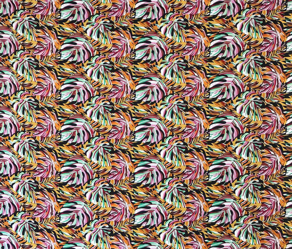 Picasso Tropical Leaf Poplin Black / Orange
