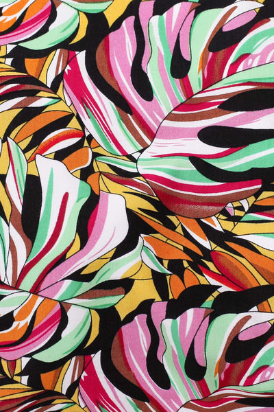 Picasso Tropical Leaf Poplin Black / Orange