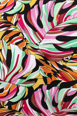 Picasso Tropical Leaf Poplin Black / Orange