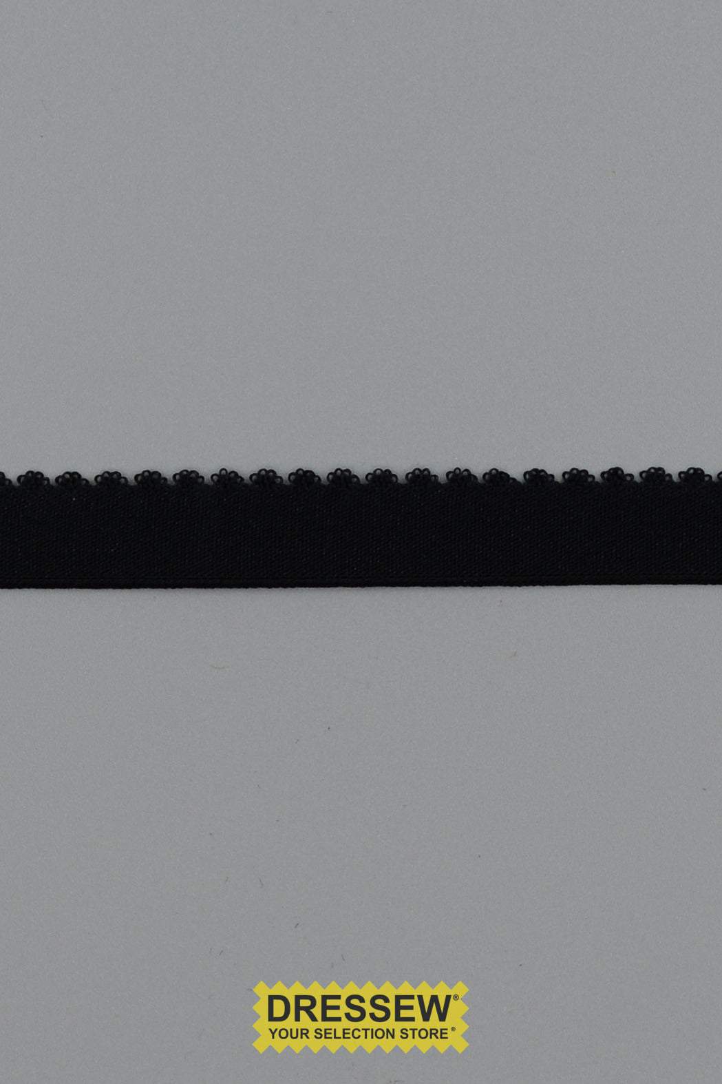Picot Folded Elastic 12mm (1/2") Black