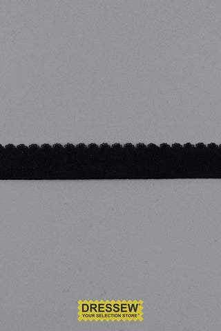 Picot Folded Elastic 12mm (1/2") Black