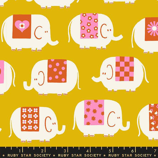 Picture Book Elephants By Kimberly Kight of Ruby Star Society For Moda Goldenrod