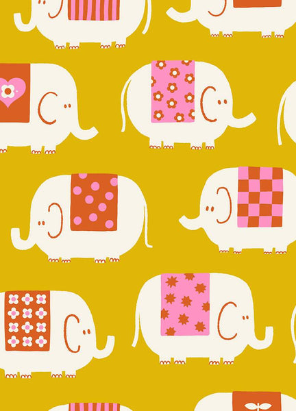 Picture Book Elephants By Kimberly Kight of Ruby Star Society For Moda Goldenrod