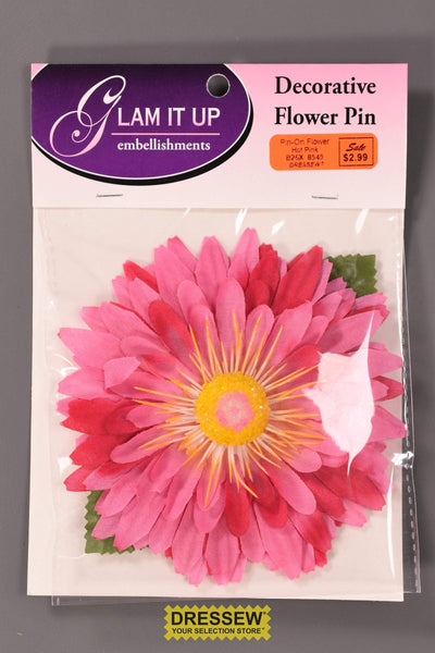 Pin-On Flower Hot Pink