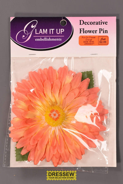 Pin-On Flower Orange