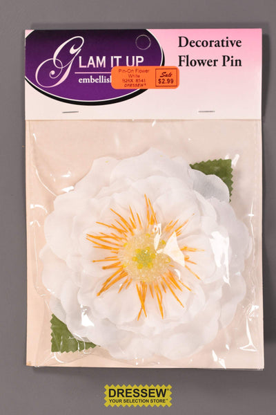 Pin-On Flower White