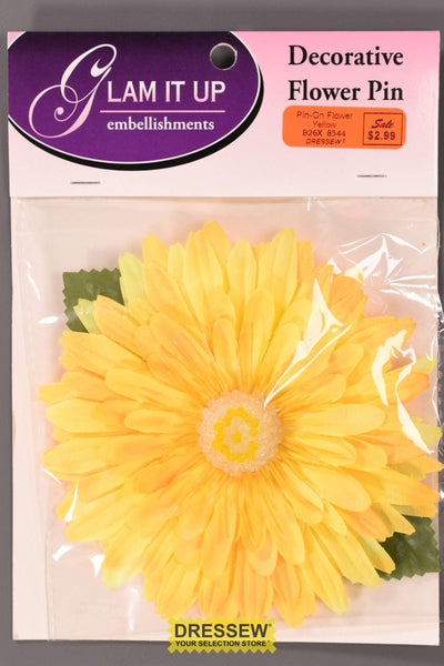 Pin-On Flower Yellow