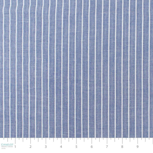 Pinstripe 2-Ply Gauze Blue / White