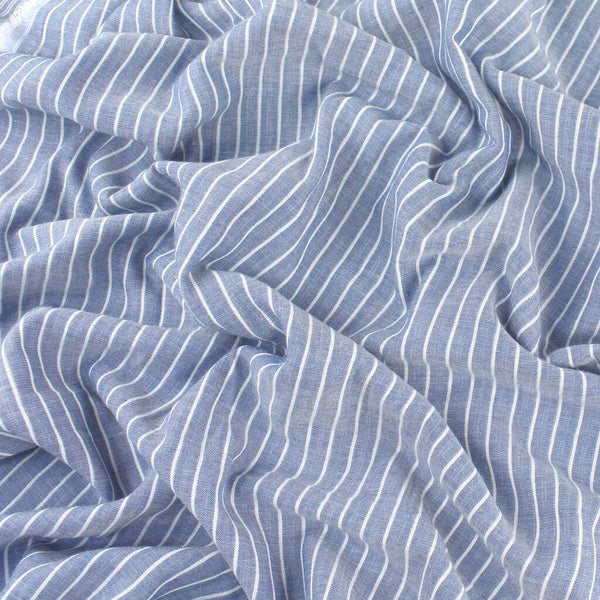 Pinstripe 2-Ply Gauze Blue / White