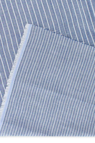Pinstripe 2-Ply Gauze Blue / White