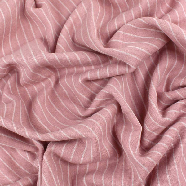 Pinstripe 2-Ply Gauze Rose / White