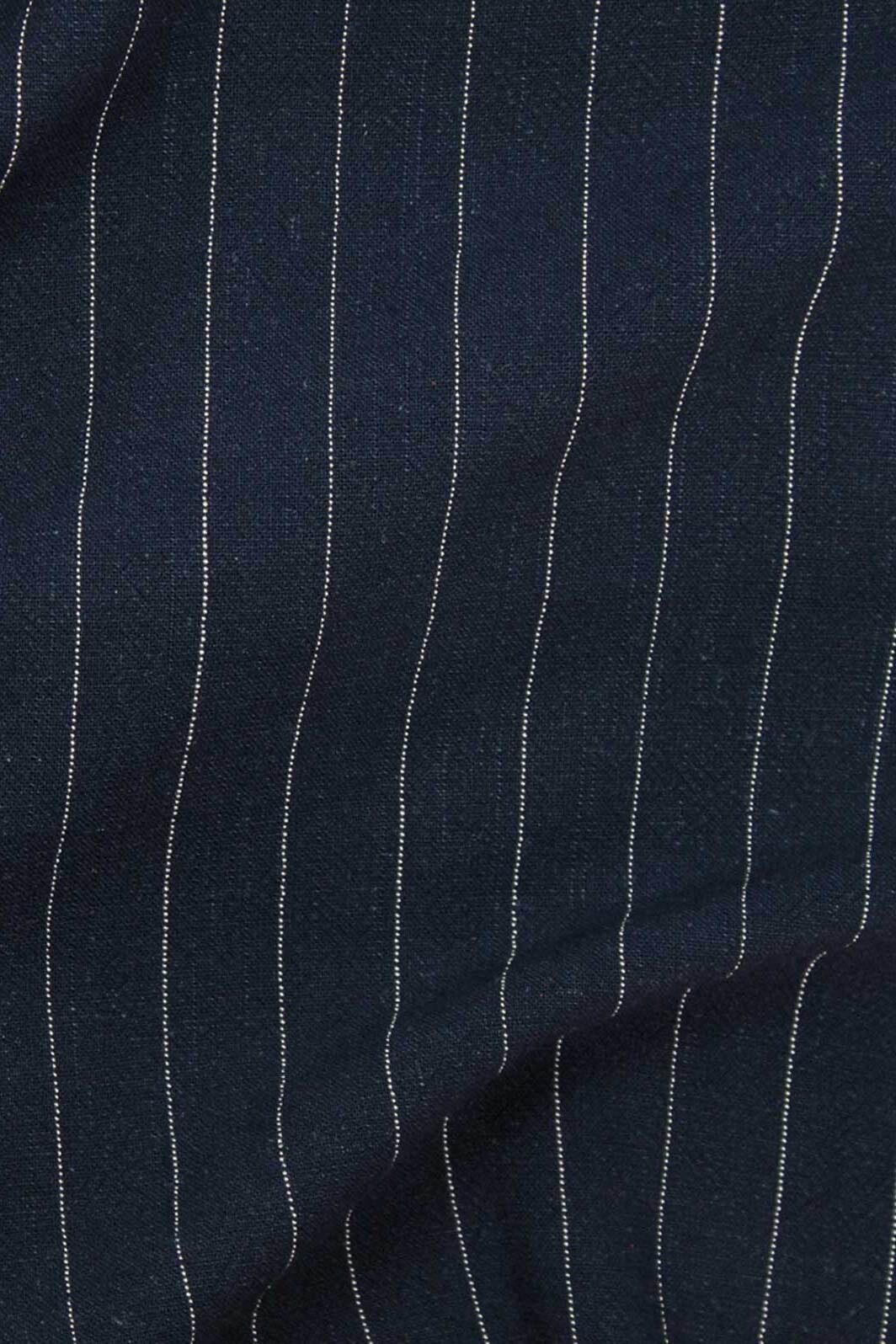 Pinstripe Silky Noil Navy / White