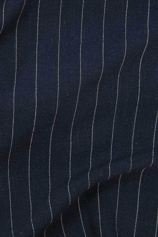 Pinstripe Silky Noil Navy / White