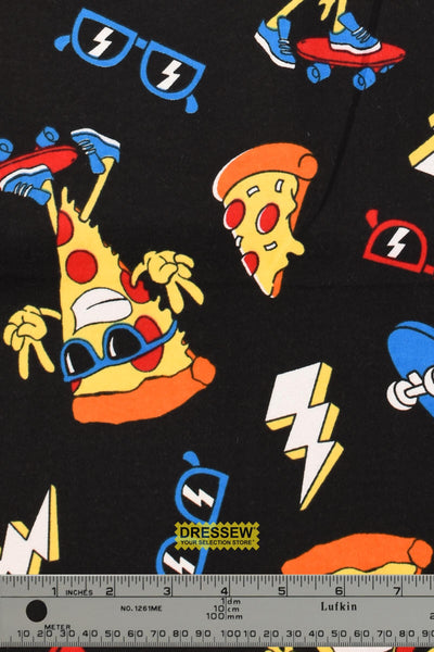 Pizza Flannelette Black / Multi