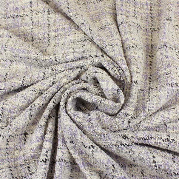 Plaid Boucle Knit Lilac / Ecru