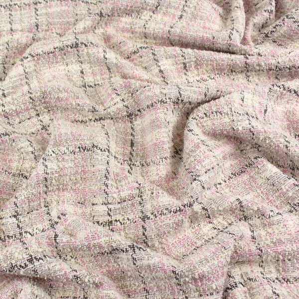 Plaid Boucle Knit Pink / Ecru