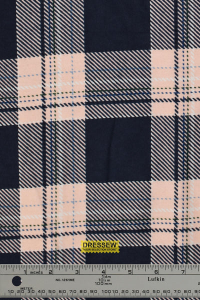 Plaid Flannelette Navy / Peach