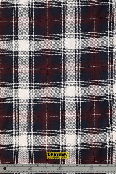 Plaid Flannelette White / Burgundy / Navy