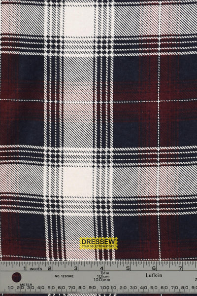 Plaid Flannelette White / Burgundy / Navy