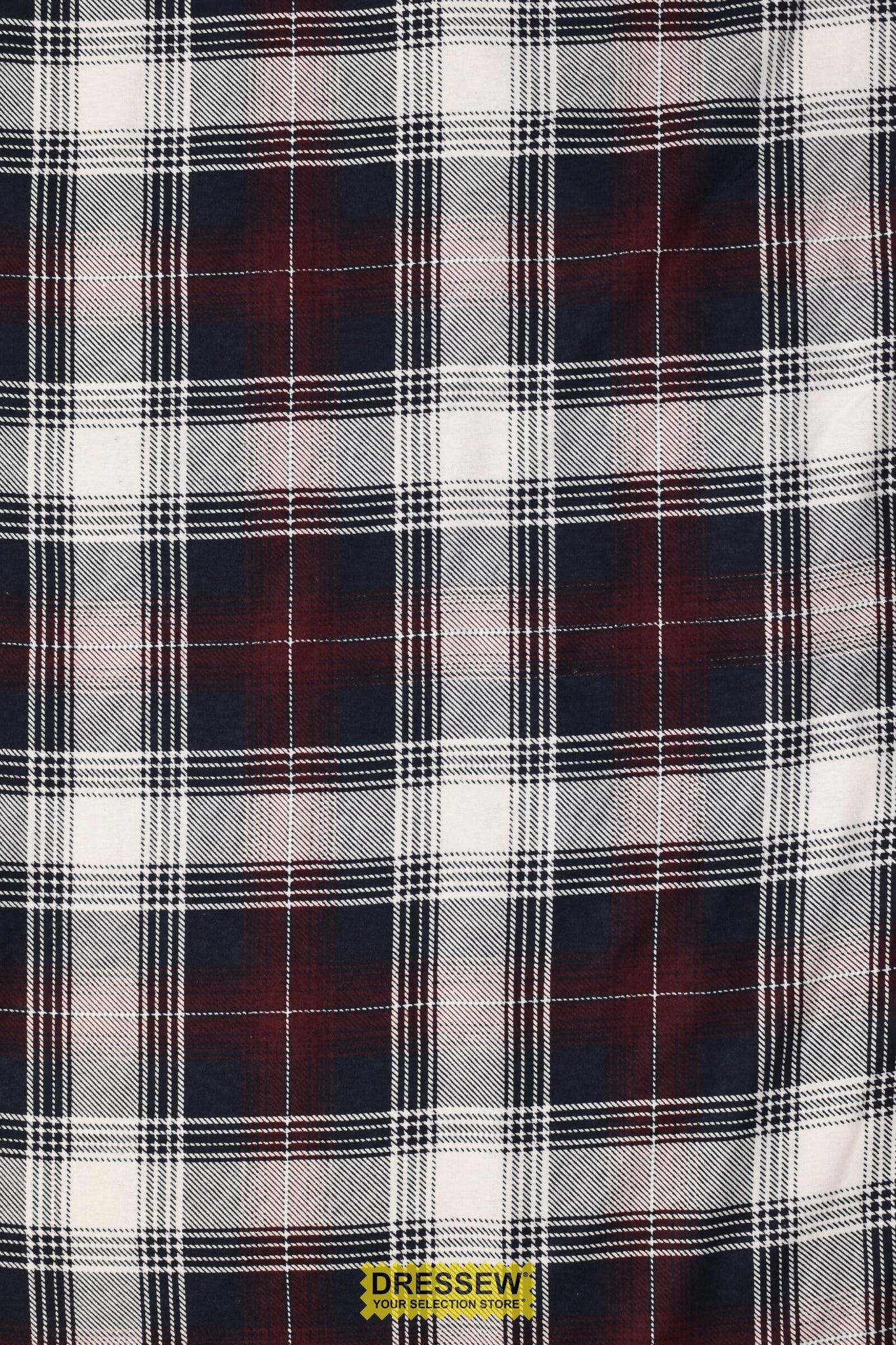 Plaid Flannelette White / Burgundy / Navy