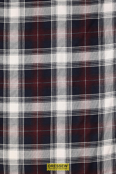 Plaid Flannelette White / Burgundy / Navy