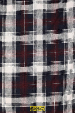 Plaid Flannelette White / Burgundy / Navy