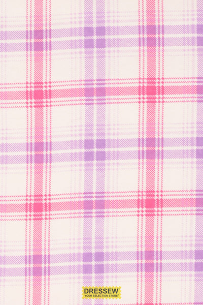 Plaid Flannelette White / Pink / Purple