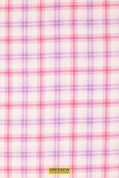 Plaid Flannelette White / Pink / Purple