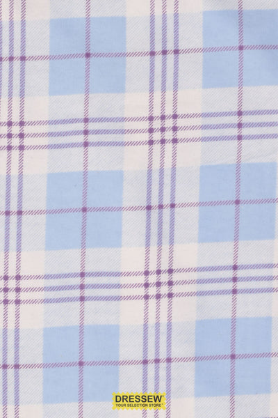 Plaid Flannelette White / Sky / Plum