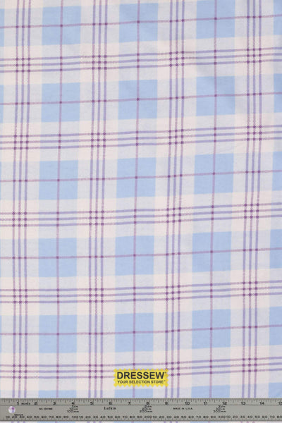 Plaid Flannelette White / Sky / Plum