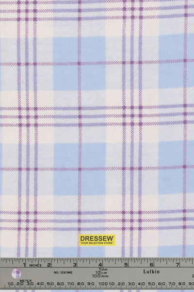 Plaid Flannelette White / Sky / Plum