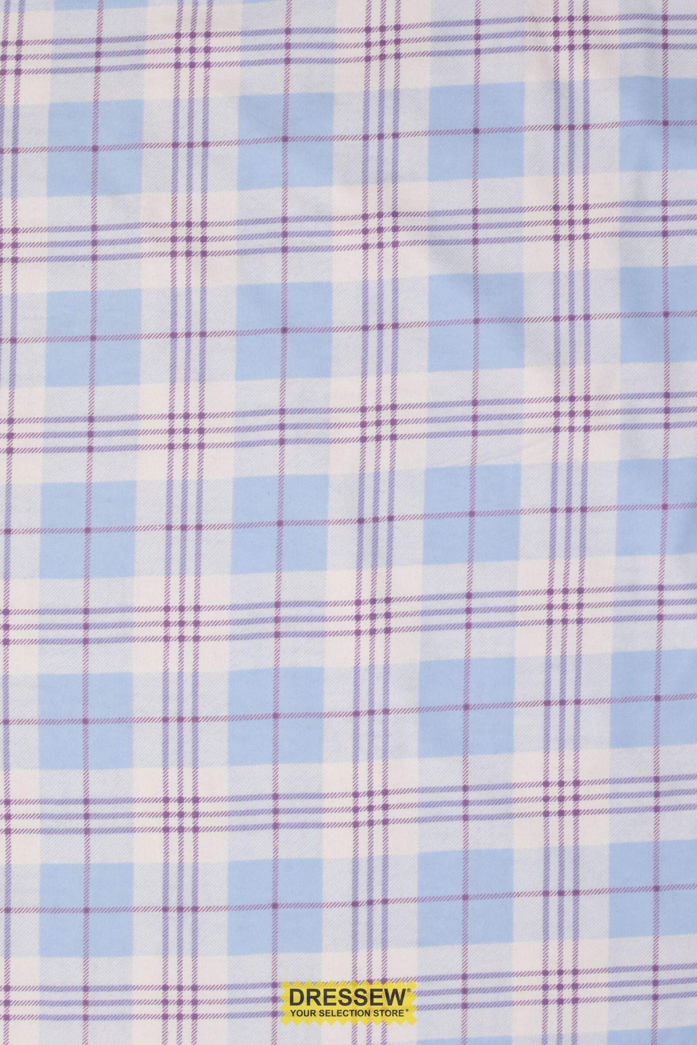 Plaid Flannelette White / Sky / Plum
