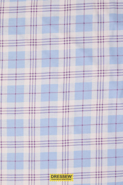 Plaid Flannelette White / Sky / Plum