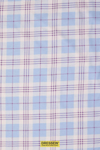 Plaid Flannelette White / Sky / Plum