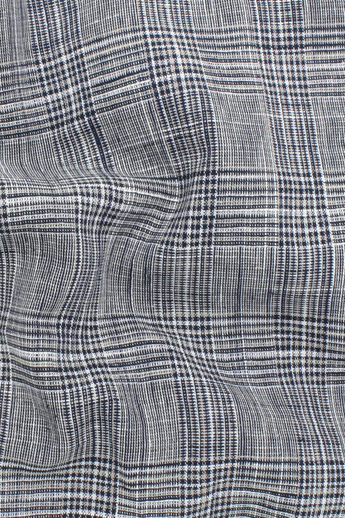 Plaid Linen Blend Navy / Ecru