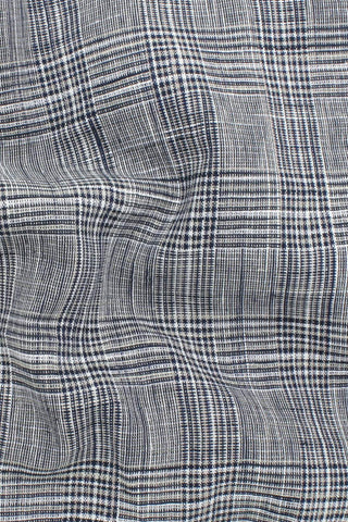 Plaid Linen Blend Navy / Ecru